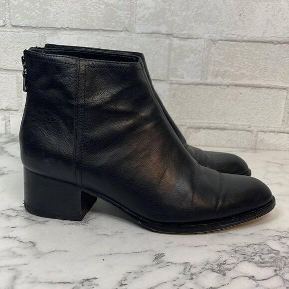 Rag & Bone Black Zip Back Leather Ankle Boots Booties 36 6 - Picture 1 of 7